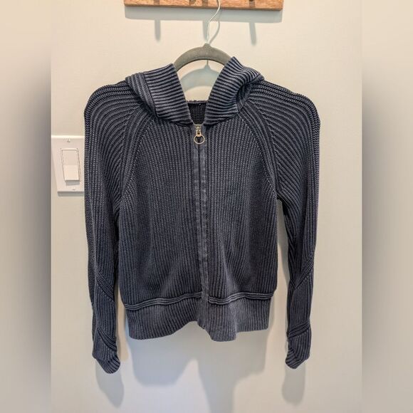 NWOT Lululemon Rest Assured Full Zip Hoodie Washed Midnight Navy Sz Small Ribbed - Picture 3 of 6